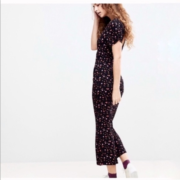 NWOT FREE PEOPLE floral puff sleeve midi dress - Picture 3 of 16